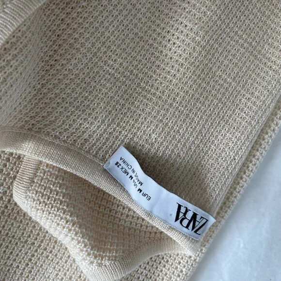 ZARA Sleeveless Waffle Weave Knit Dress SZ Medium - Picture 3 of 8